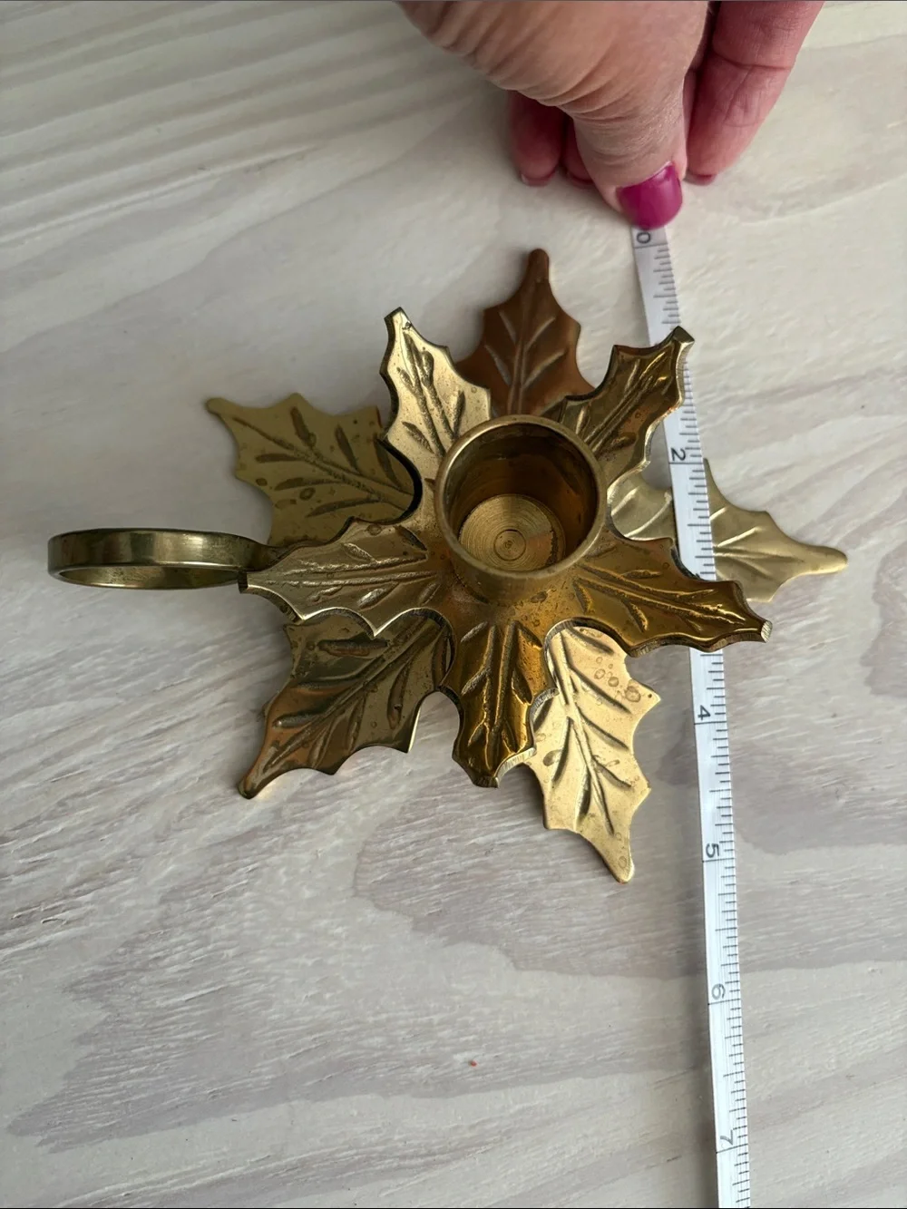 Vintage Brass Leaf Chamberstick Candle Holder Made in India‎ 6
